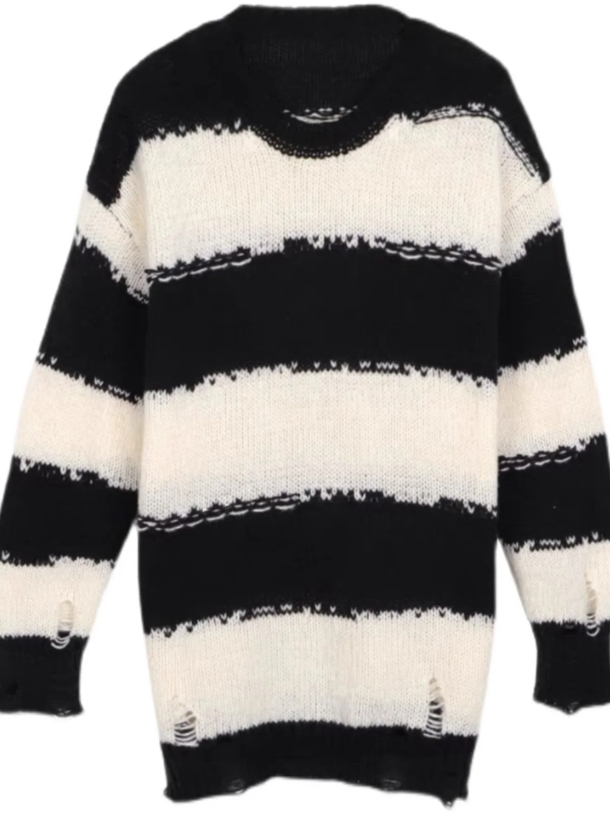 Ladies' Stripe Knitwear Sweater Thin Autumnal Overhead Design Hole Pattern Trendy Top Casual Commute Loose Fit Long Sve