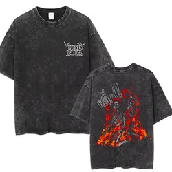 Washed Vintage Yungblud Skeleton Graphics T-Shirt Men Women Alternative Rock Oversized T Shirt Short Sleeve Hip Hop Streetwear