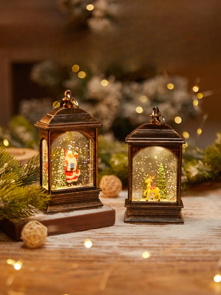 Christmas decorations, crystal balls, drifting snow, hand-held music box, gifts, desktop ornaments