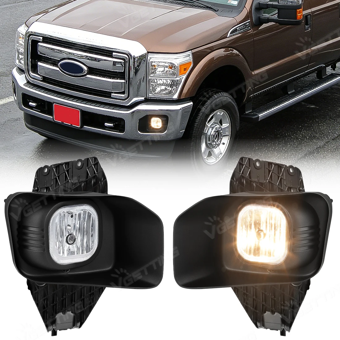 Car Front Bumper Fog Light for Ford F250 F350 F450 2011 2012 2013 2014 2015 2016 Pickup Driving Fog Lamp Assembly with Cover Kit