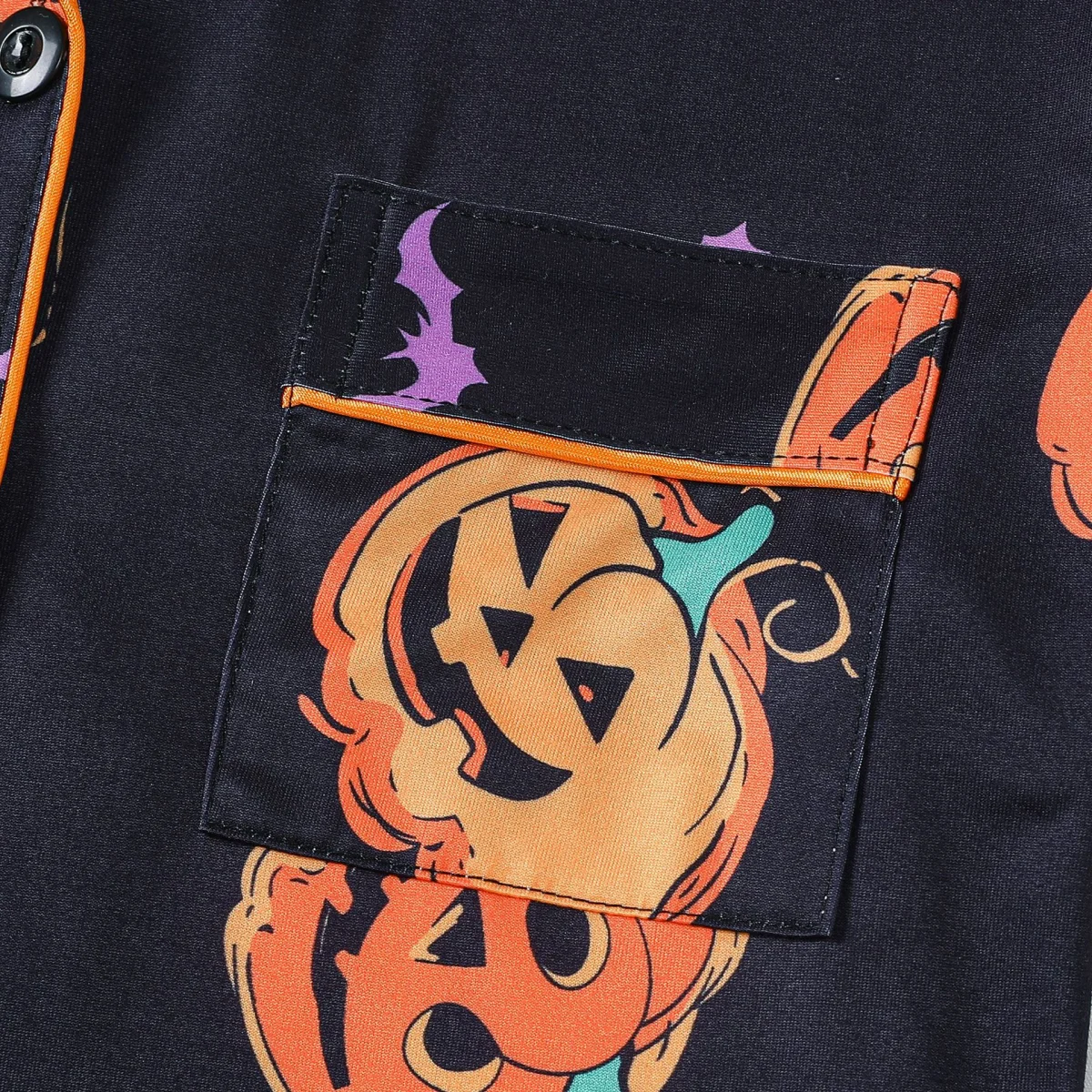 Piżama na Halloween z nadrukiem dyni, z klapami, krótkim rękawem, szortami, zestaw odzieży domowej, ubrania do noszenia w domu.