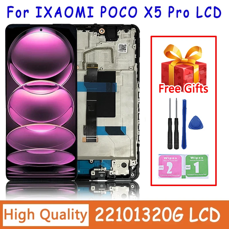 Novo Display AMOLED de 6.67'' para Xiaomi Poco X5 Pro LCD 22101320G, 22101320I - Tela Digitalizadora Completa para Reposição
