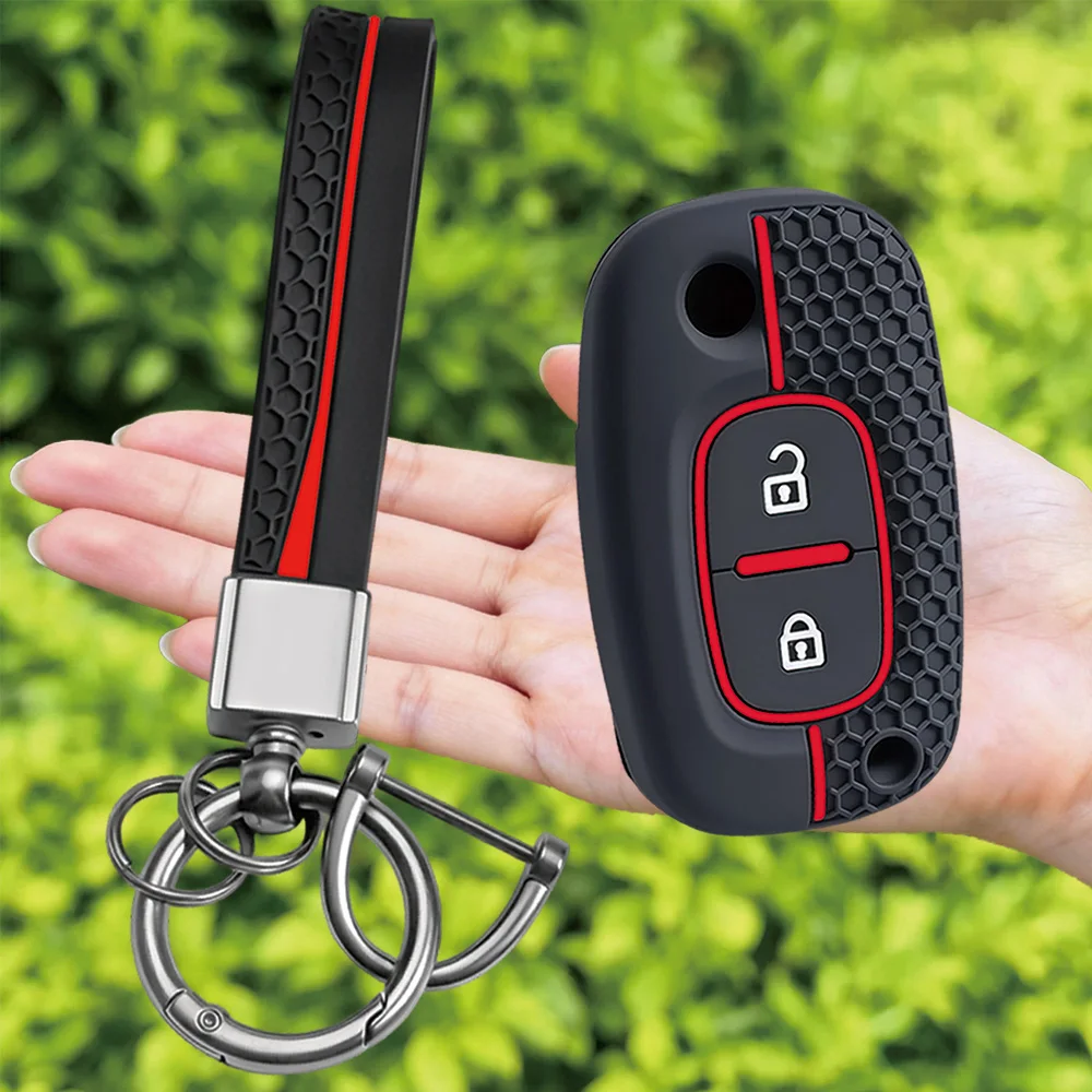 For Renault Clio 3 Twingo 2 Modus Kangoo Scenic 2 Megane 2 silicone car key fob cover with wrist strap and key ring