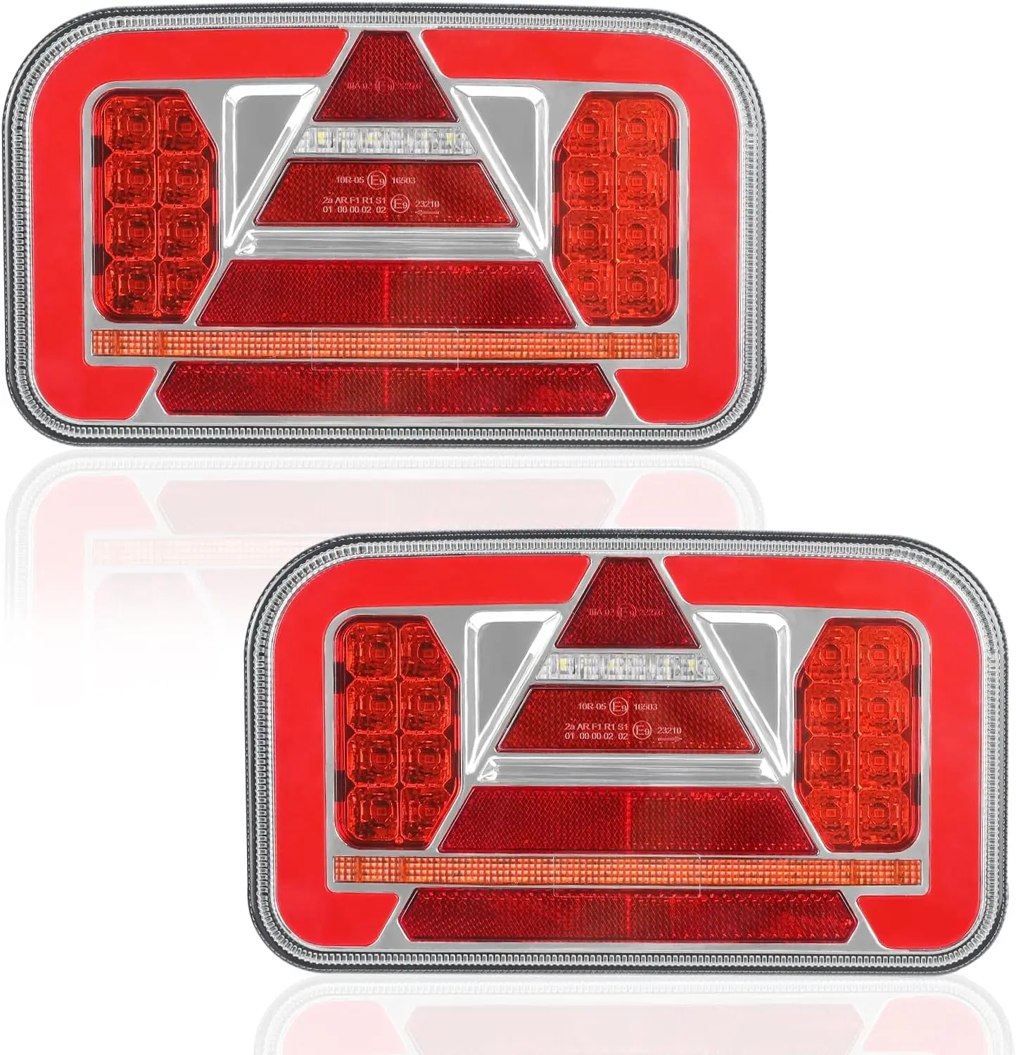 2 trailer taillights with 12V/24V waterproof turn signal reverse fog reflector lights, suitable for trailers, trucks, caravans