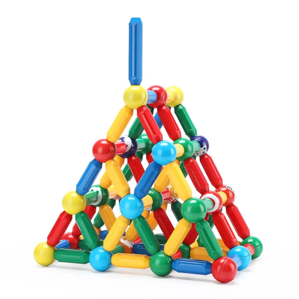 Colorful DIY 82pcs Plastic Abs Magic Baseball Suit with Slide Tube Shape Magnetic Baseball Bat Toy Connection Children's Game