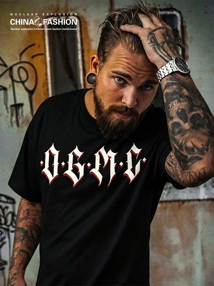 ogmc-メンズ-ルーズフィット-コットン-tシャツ-250g-ブラック-夏-半袖-通気性-快適-プリント入り-カジュアル-ファッションtシャツ