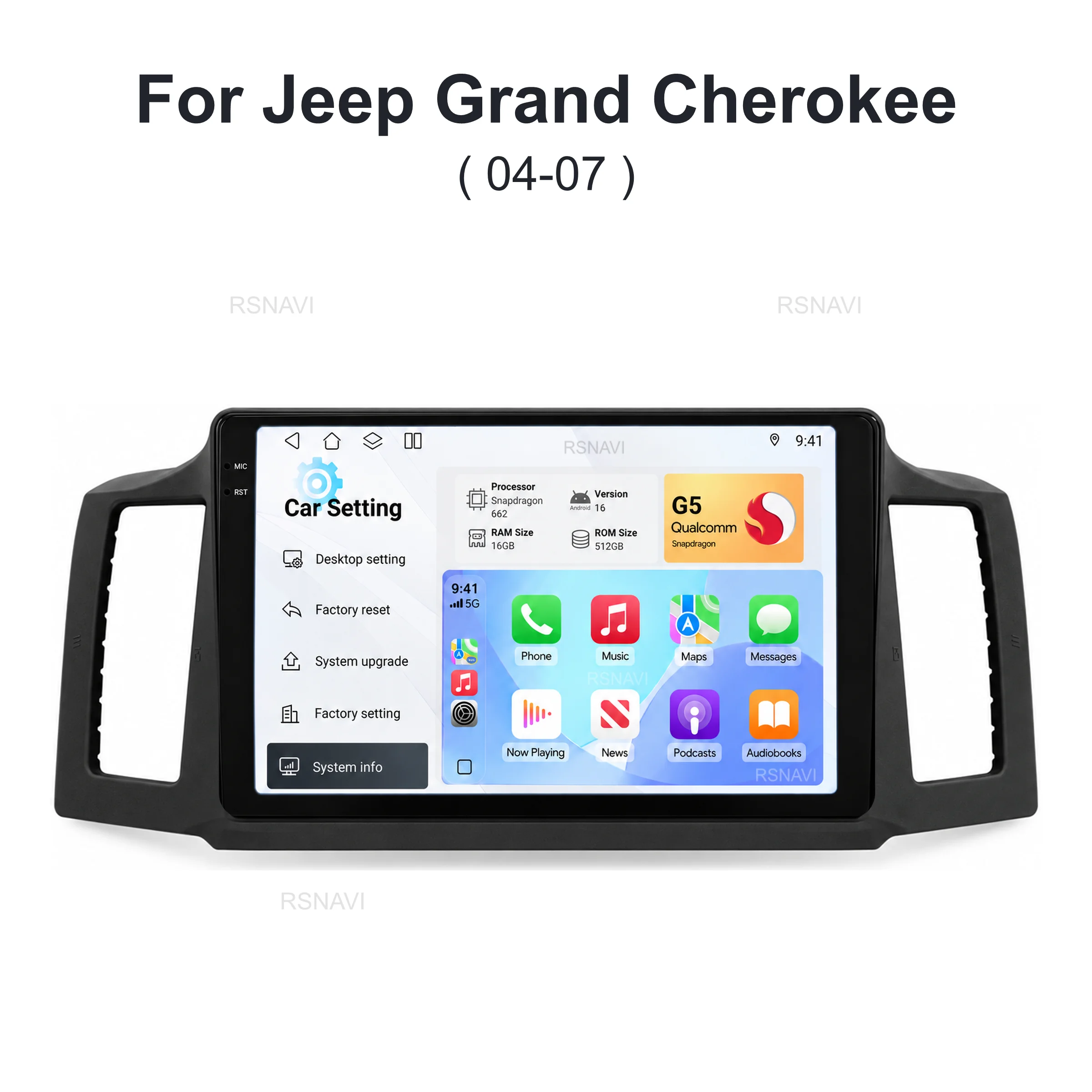 Android 16 For Jeep Grand cherokee 2005 2006 2007 Car Radio 4G GPS Multimedia Player 2 Din Carplay + Auto 8 Core Android Stereo