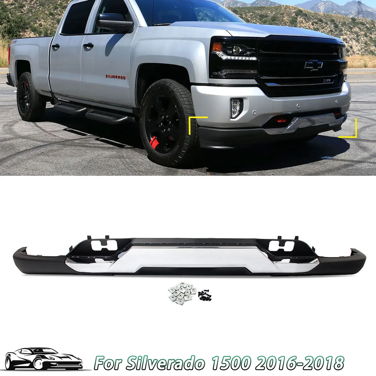 

2Pcs Front Bumper Valance Car Front Bumper Lip Air Deflector Valance Trim Lower Spoilers For 2016-2019 Silverado 1500 Z71 Style