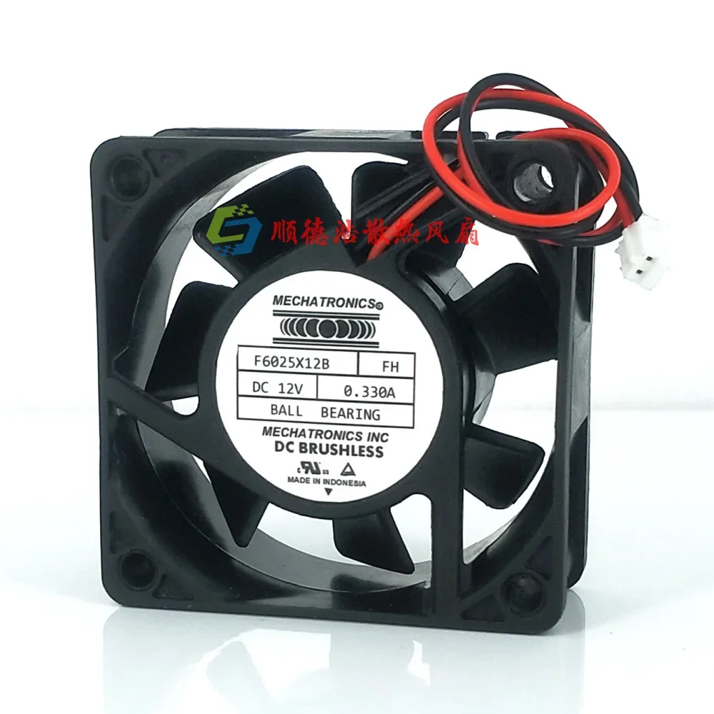 MECHATRONICS F6025X12B DC 12V 0.330A 60x60x25mm 2-Wire Server Cooling Fan