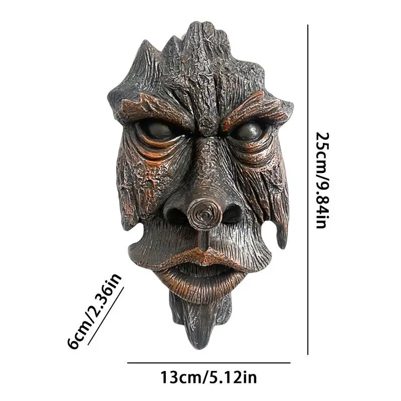 Tree Faces Old Man Tree Face Resin Decor 3D Effect Hand Drawn Solid Resin Halloween Party Desk Wall Home Garden Tree Decor