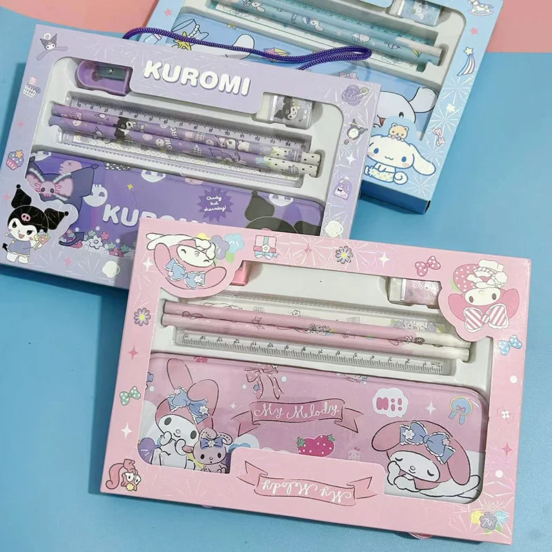 Cartoon Sanrio Kulomi Yugui Hund Briefpapier Set Student Briefpapier Geschenk box Schul bedarf Lineal Bleistift Bleistift Box Zubehör