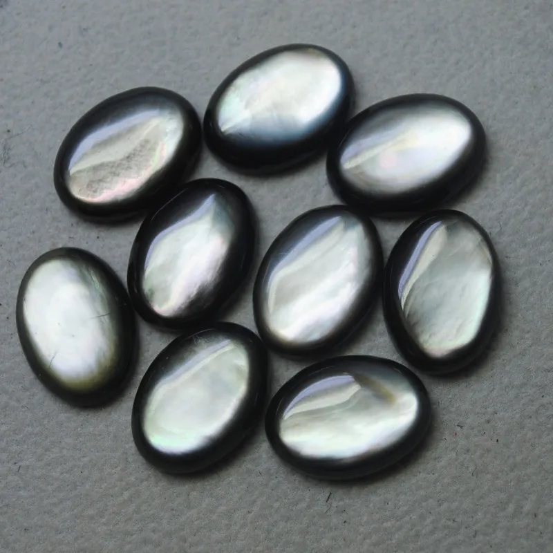 3PCS Natural White Black Shell Cabochons Mother Of Pearl Cabs Oval Shape 10X14MM  13X18MM DIY Jewelry Top Arrivals Good FOR your