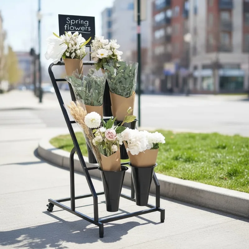 Detachable 3-Tier Powder Coated Bohemian Metal Iron Flower Pot Shelf Rack for Floor Home Garden Indoor/Outdoor Use