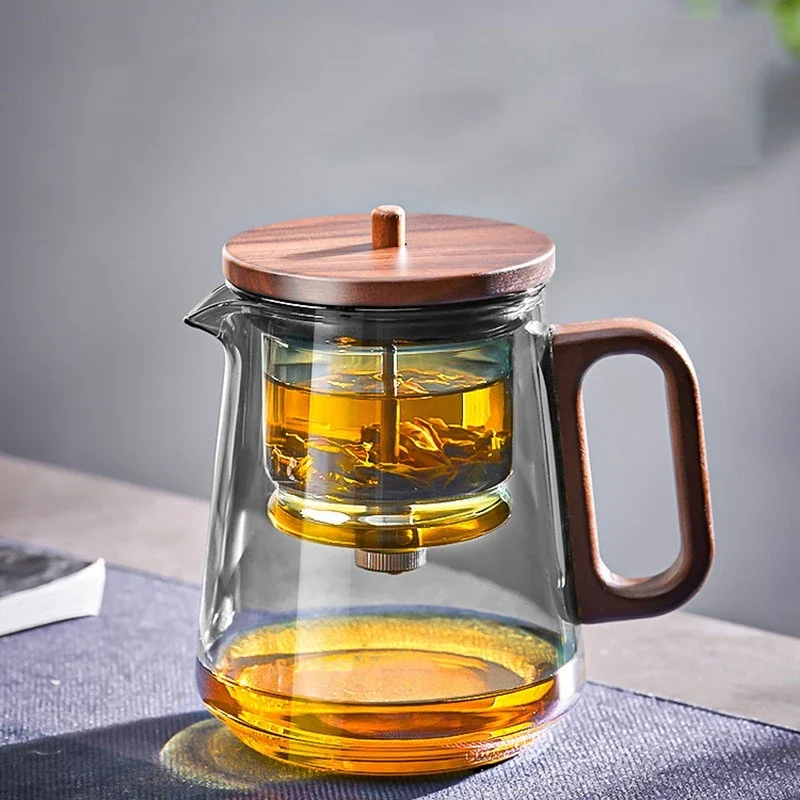 Glass Teapot with Tea Strainer Transparent Glass Heat Resistant Teapot Office home tea maker Glass Tea Set Flower Teapots