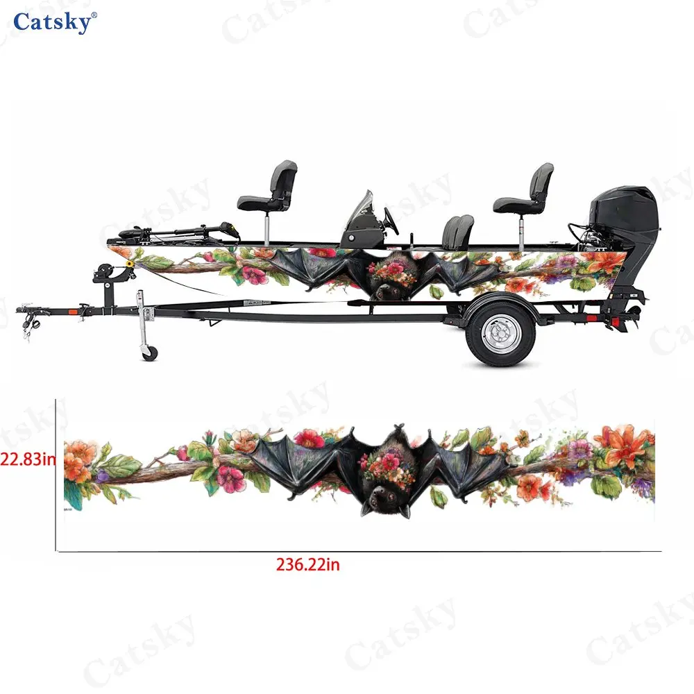 الملونة الأزهار الخفافيش قارب الجسم لاصقة تزيين المواد البلاستيكية قارب ديكور وحماية مميزة الرياضات المائية قارب الديكور