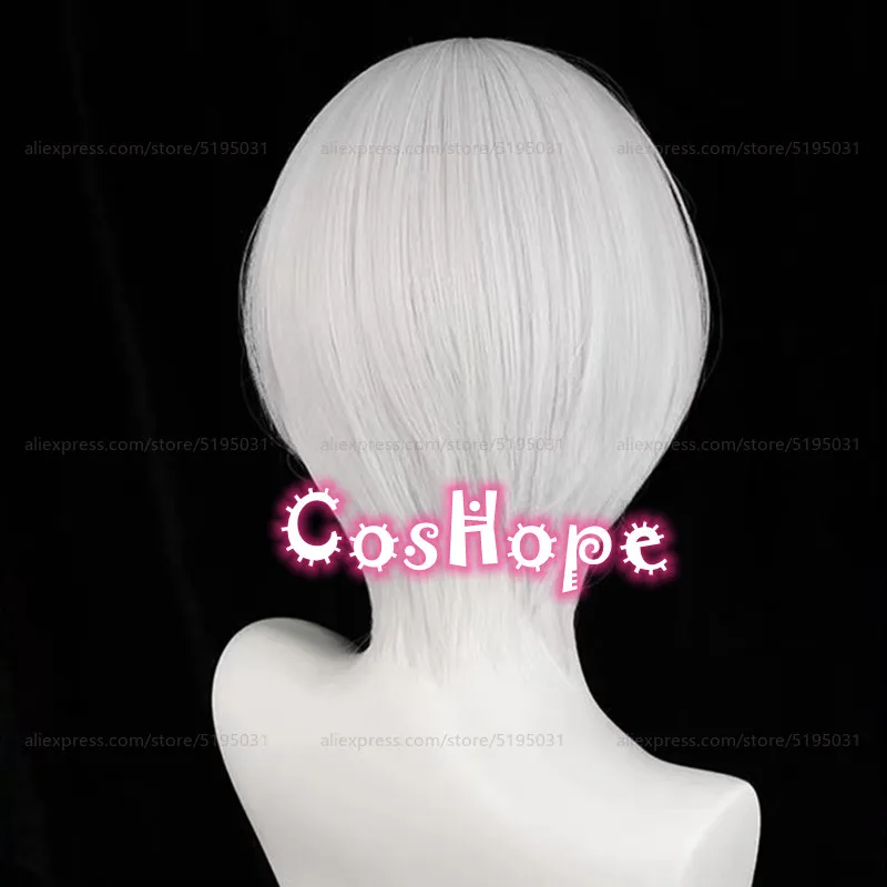 Tomoe Cosplay Wig With Ears 30cm Short Silver White Wig Cosplay Anime Cosplay Wigs Heat Resistant Synthetic Wigs Hair