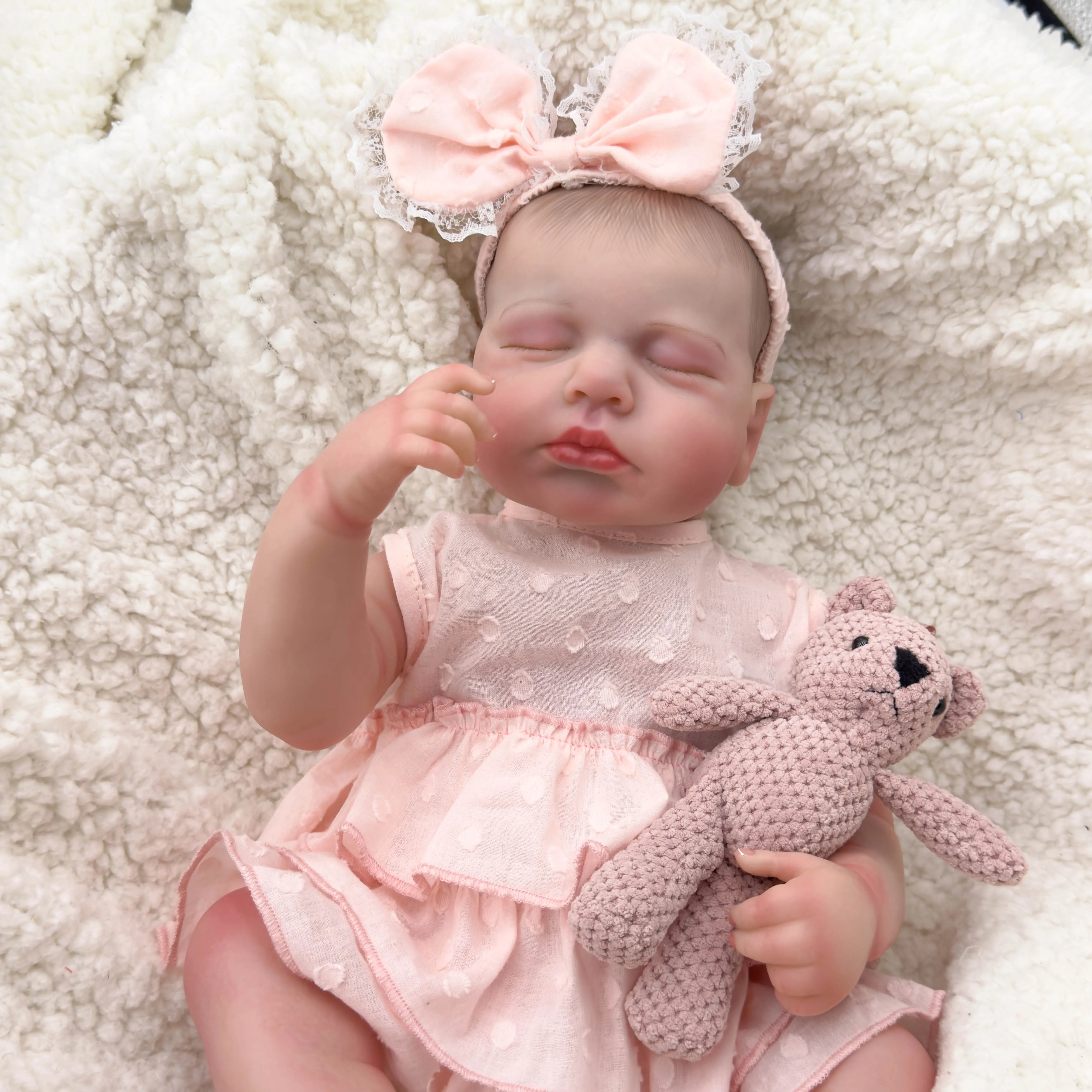 NPK 49CM Full Body Loulou Newborn Baby Doll Reborn Soft Flexible vinyl 3D Skin Tone Hand Painted with Visible Veins