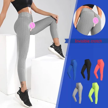 Virilha Aberta Feminina Leggings Sexy, Zíper Escondido, Ginásio Push Up, Respirável Booty Lifting, Calças Quentes, Roupa de Clube Sexual Ao Ar Livre, Rise Lingerie