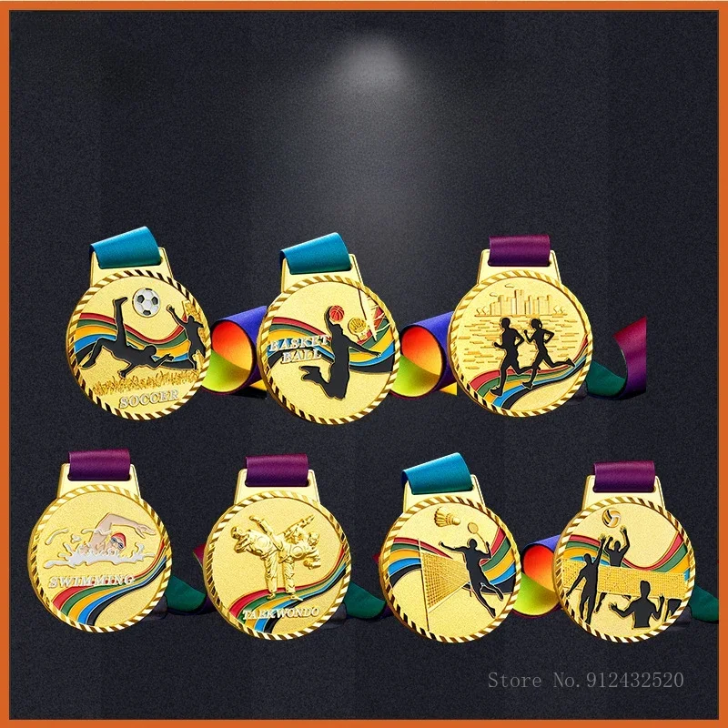 Creative Sports Series Badminton Table Tennis Swimming Volleybal, Running Taekwondo Gold Silver Copper Medal Rewards Medals 3Pcs