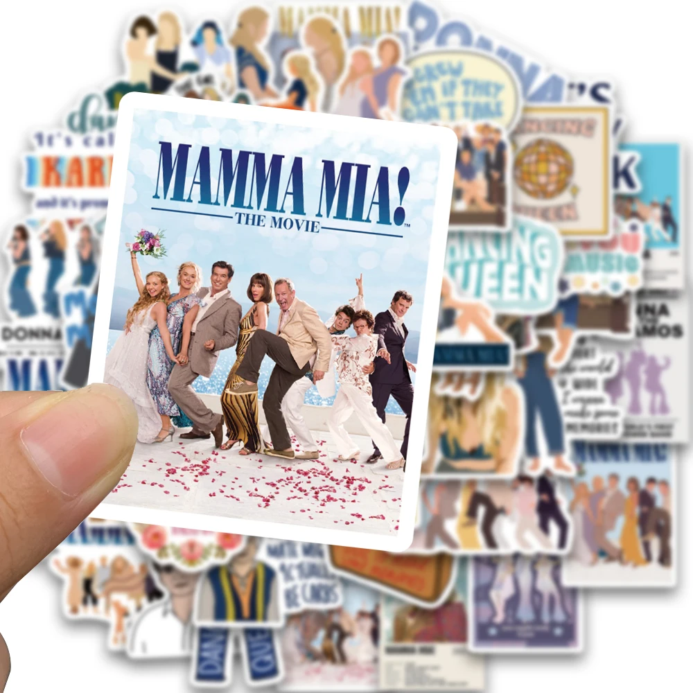 50PCS Mamma Mia Print Stickers Vintage Paper Graffiti Luggage Laptop Motorcycle Cafe Decoration Waterproof Car Kid Toy