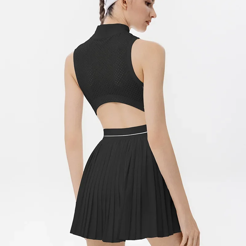 Golf Tennis Dress Sports Set Yoga for Women Workout Pickleball Clothing Badminton Skorts Activewear Hollow Out Sport Dresses