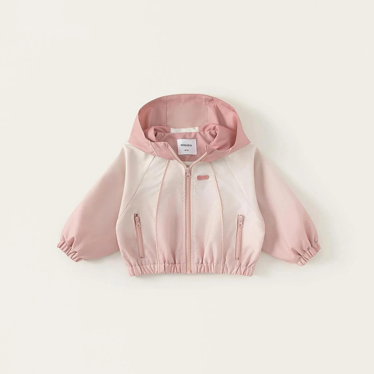 

Spring Autumn Children Jackets 1-10Y Girls Patchwork Gradient Pink Zipper Hooded Coats Korean Toddler Outerwear For Kids Clothes