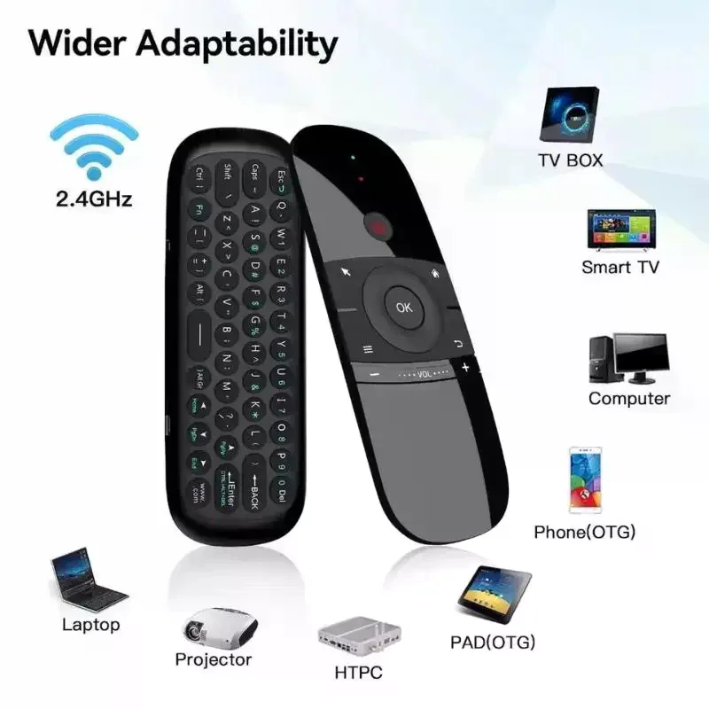W1 Air Mouse Wireless Keyboard Remote Control 2.4G IR Learning 6-Axis gyroscope Motion Sense for Smart TV Android TV Box PC