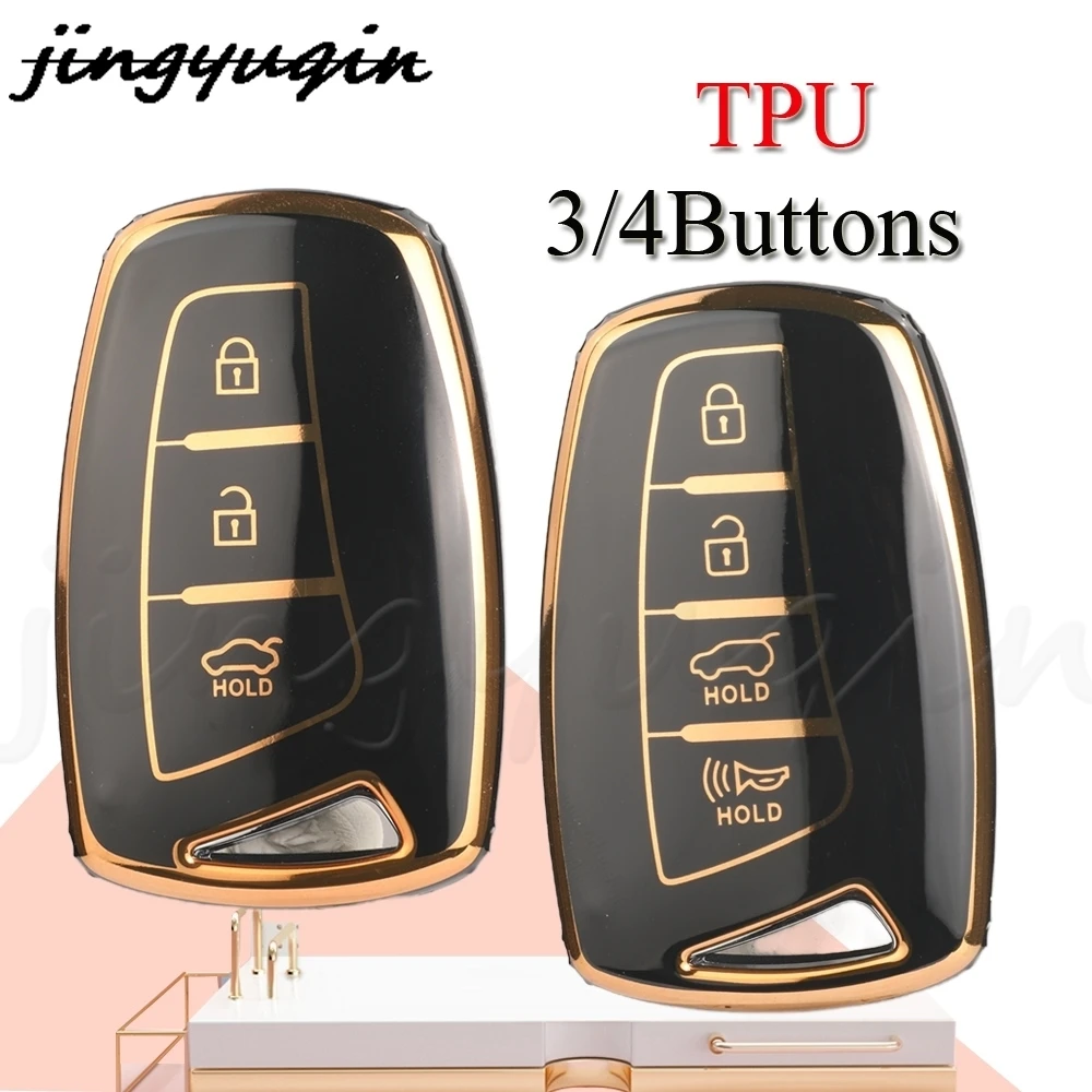 Jingyuqin For Hyundai Grandeur HG Sedan Genesis G80 Santa Fe 3DM Grand SantaFe 2018 IX45 EQUUS Azera TPU Key Shell Case Cover