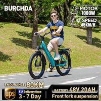 BURCHDA AZ26 1000W45KM/H 26 Inch Electric Bike 48V20AH Lithium Battery City Electric Bicycle Motorcycle For Adults 3.0 Fatbike