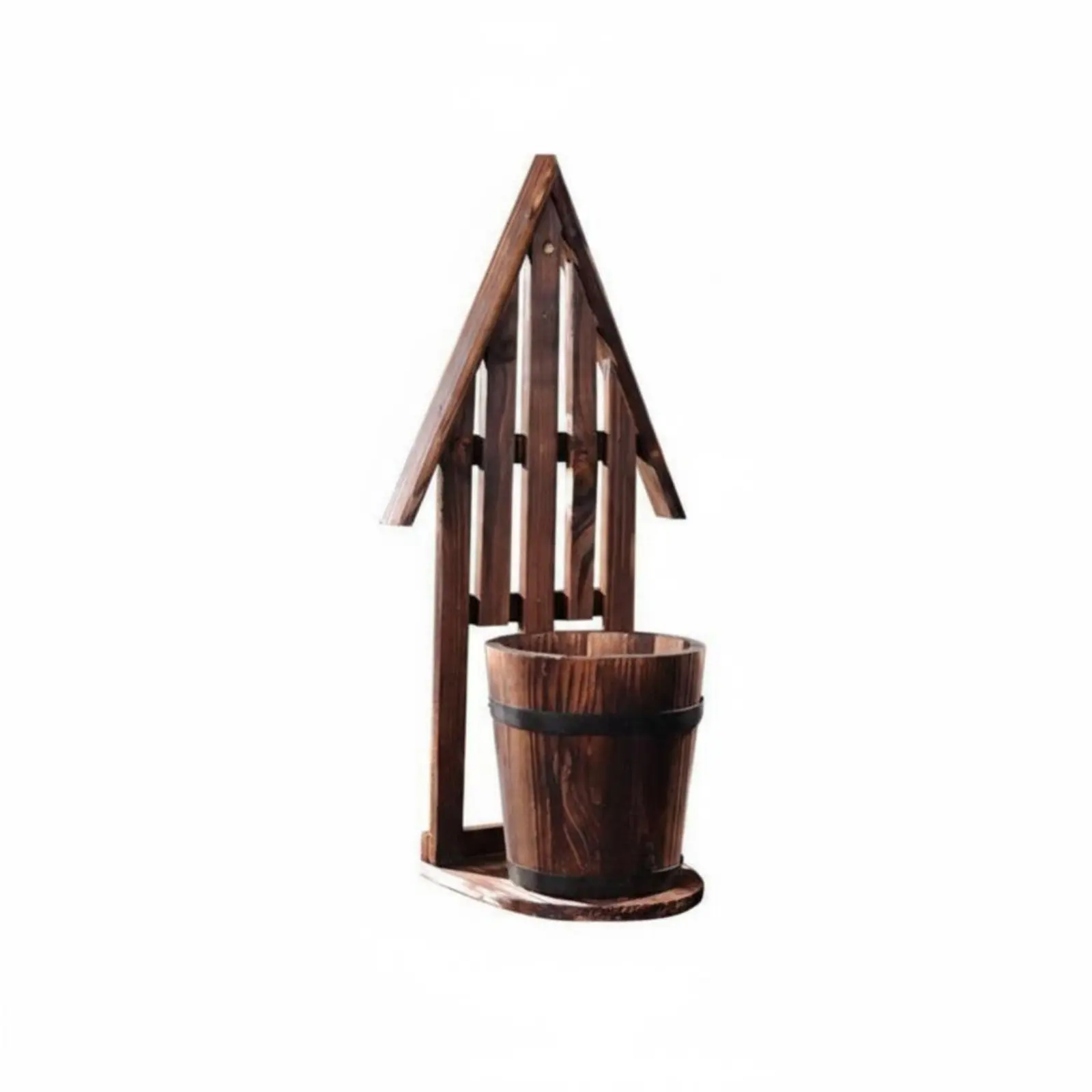 Picket Fence surface-mounted Basket Carbonized Wood Hanging floral Box Rustic and design long-lasting for Apartment Dwellers view 5