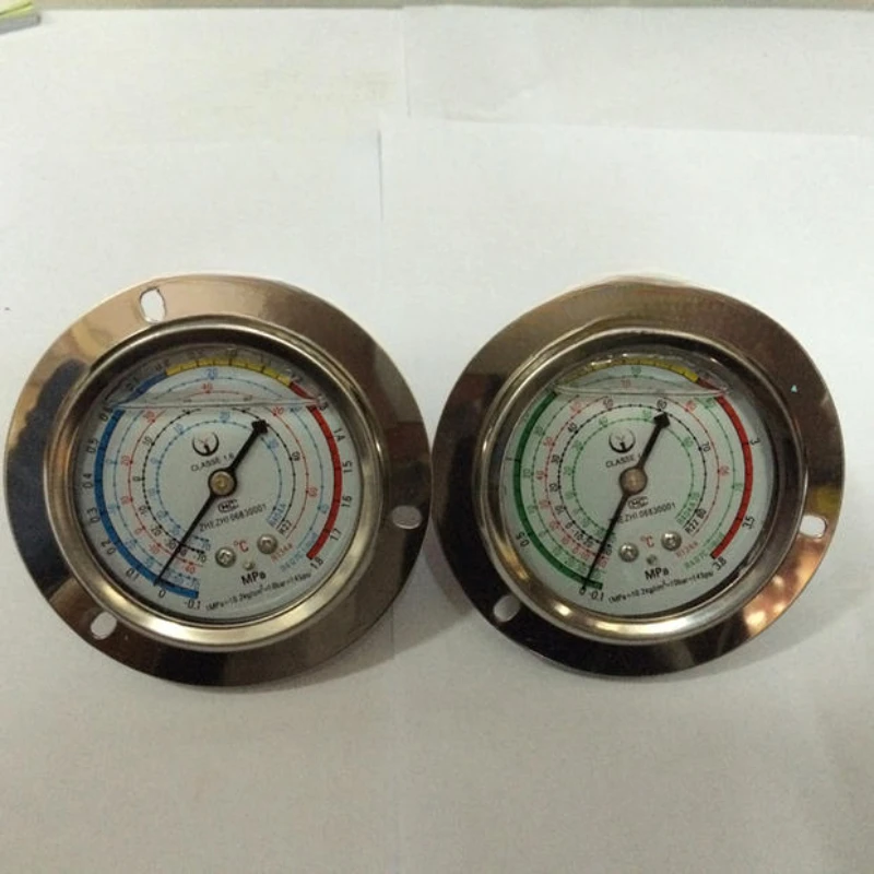 Special shock-absorbing high and low pressure oil gauge for refrigeration units in warehouses, oil filling pressure air