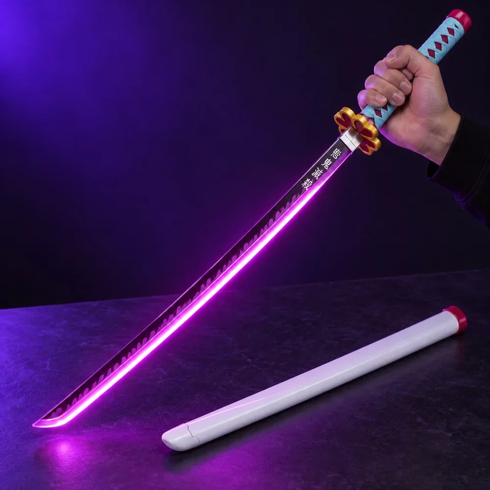 Demon Slayer 104cm LED Luminous Katana Cosplay Sword Anime Character Costume Prop Light Up Display Toy Blade Scabbard Accessory