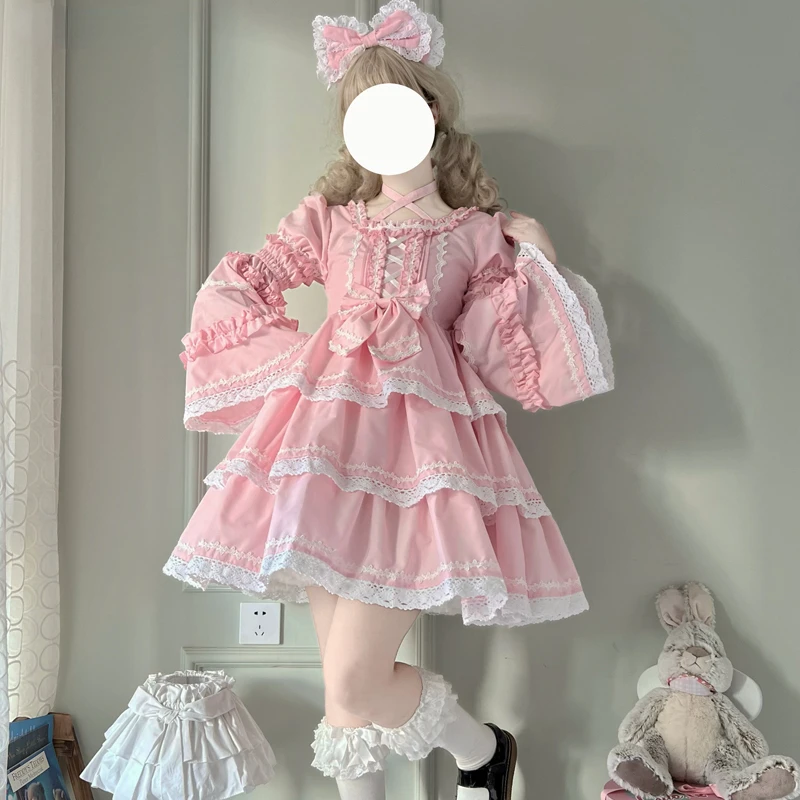 Japanische süße Lolita Dienst mädchen Kleid Frauen elegante Goth Langarm Prinzessin Party Kleider viktoria nischen Mädchen Harajuku Kawaii Vestidos