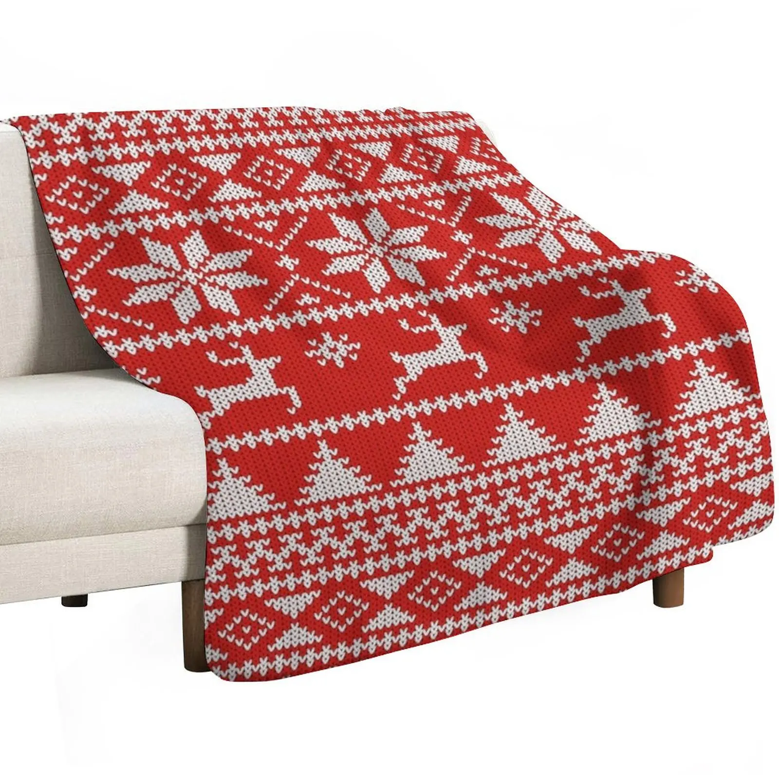 Fair Isle Christmas Throw Blanket halloween blankets ands funny gift Travel Camping Picnic Blankets