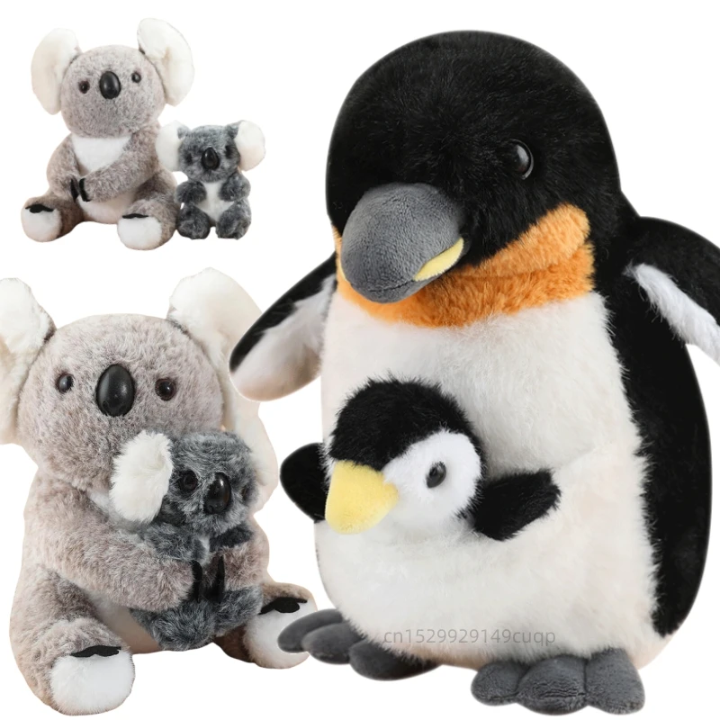 Artificial Creative Mother And Child Animal Plush Doll Koala Penguin Breeding Bag Plush Toy Birthday Gift For Boys And Girls