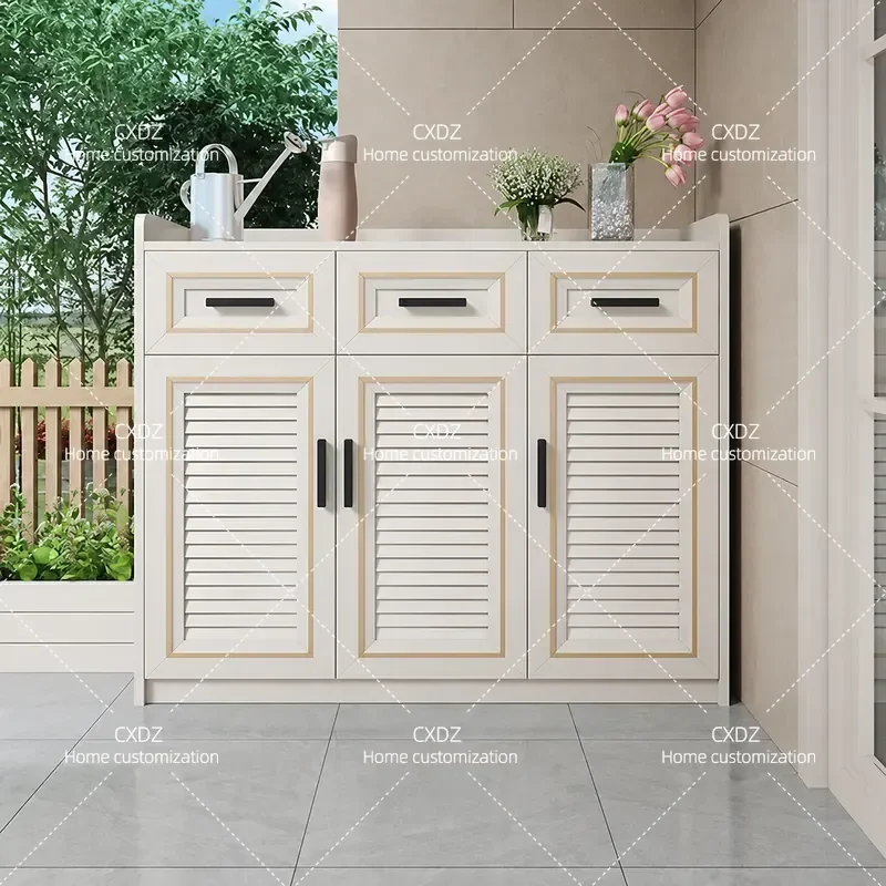 Outdoor Storage Cabinet All Aluminum Alloy Waterproof Sunproof Balcony Garden Courtyard Villa Customizable Door Shoe Cabinet