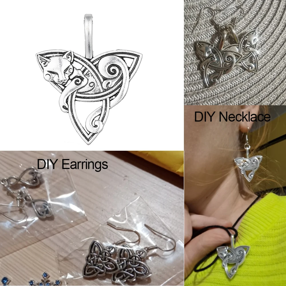 EUEAVAN 20pcs Irish Celtic Knot Charm Wicca Triquetra Charms Pendant Jewelry Making Religious Wholesale Necklace Accessories