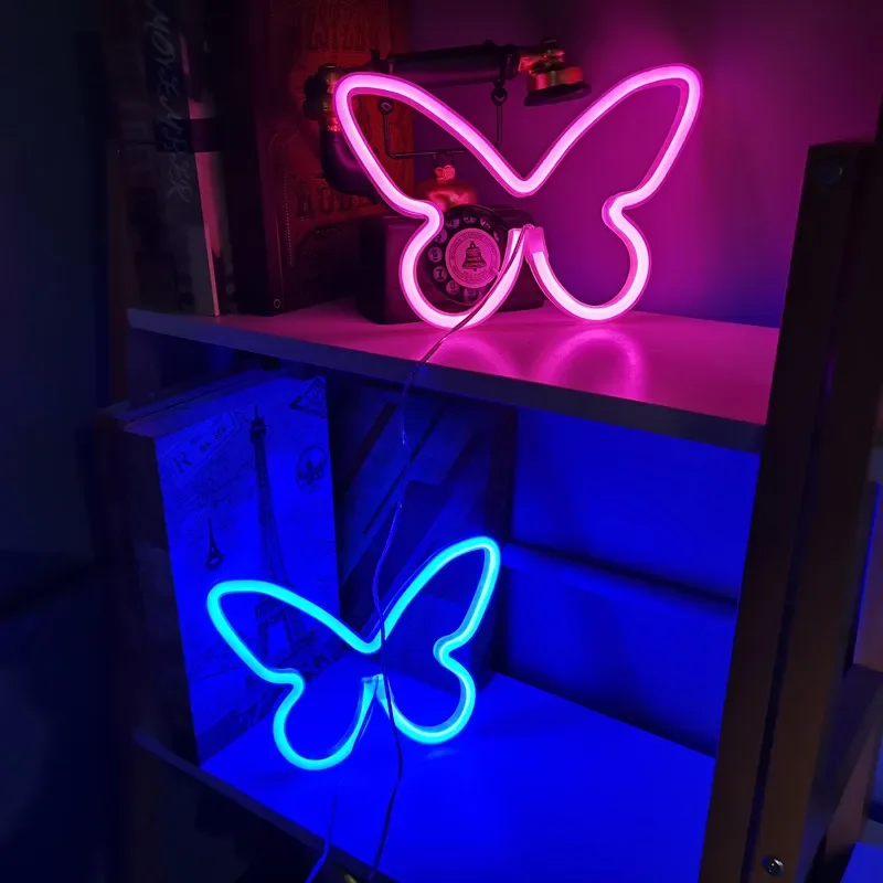 Butterfly neon sign light LED flicker free 3D visual effect night lamp wall hanging Christmas decor romantic birthday party gift