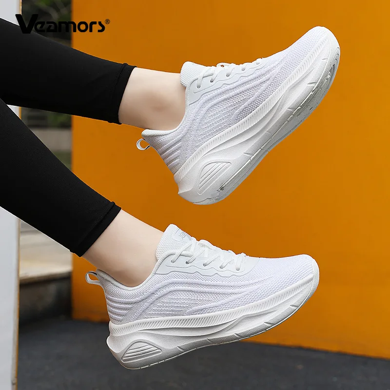 

Fashion Platform Running Shoes Knitted Women's Sneakers Breathable Mesh Casual Sports Shoes for Walking Jogging Elastic Sole