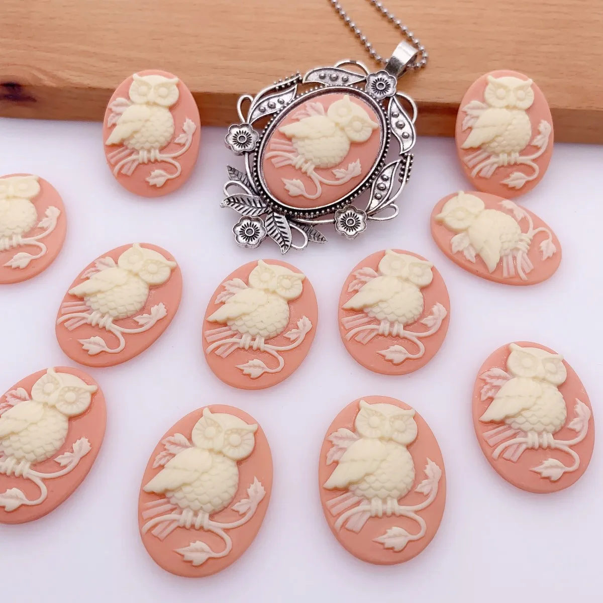 Onebeading 29x39mm FlatBack Resin The Owls Cameos For Blank Base Tray Bracelet Necklace DIY Making Accessories 10pcs