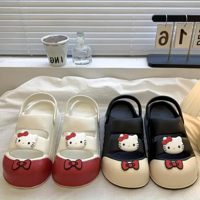 

Hello Kitty Pendant Kawaii Sanrio Anime Fashion Slippers Cute Cartoon Kt Cat Soft Sandals Casual Shoes Y2K Gifts for Girls