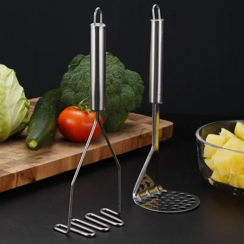 Stainless Steel Manual Potato Press Masher Baby Food Supplement Masher Wave-shaped Potato Press KitchenGadget Kitchen Accessorie