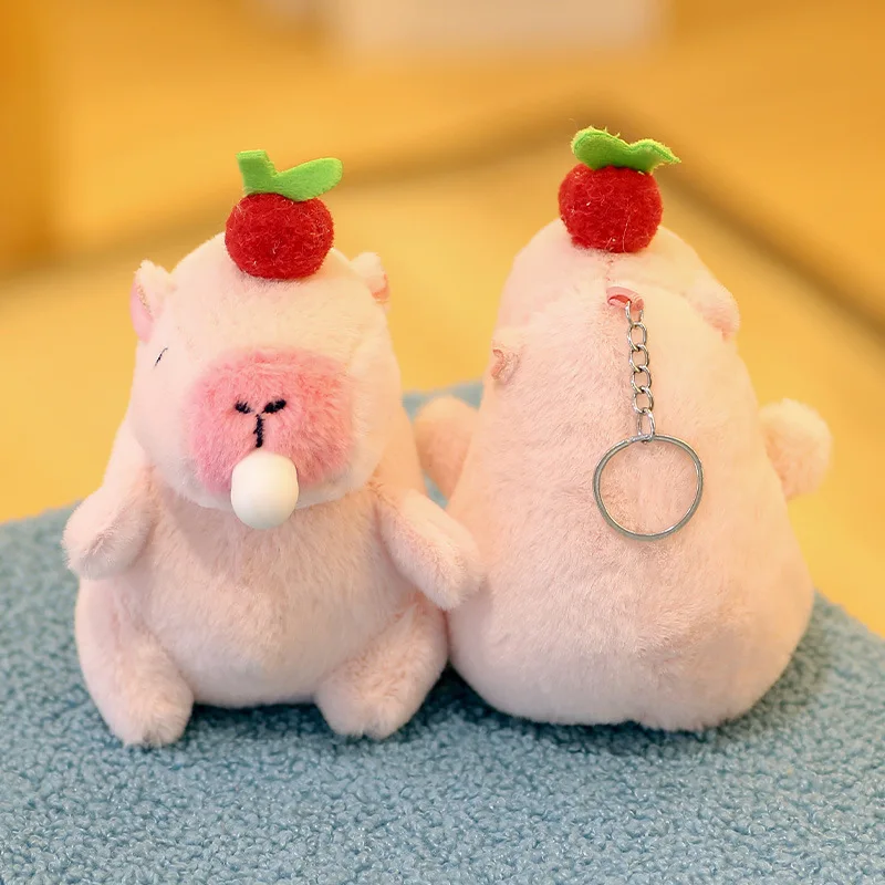 LLavero de muñeco de peluche de dibujos animados Capybara Squeeze Spit Bubble, colgante creativo, lindo, mochila Kapybara, regalo de cumpleaños, nuevo