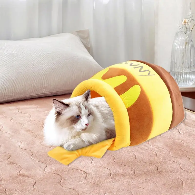 Cute Cat Bed Honeypot Cat Bed Cute Pet House Cute Cat Bed With Removable Cushion Warm Cave Nest Sleeping Bed For Cats Small Dogs