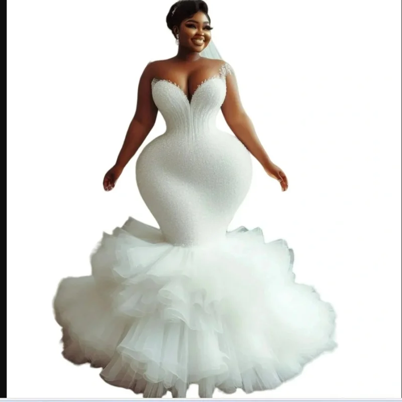 Свадебное платье с прозрачным вырезом и блестящими бусинами и блестками по индивидуальному заказу, Robe De Mariée, свадебное платье русалки со шлейфом
