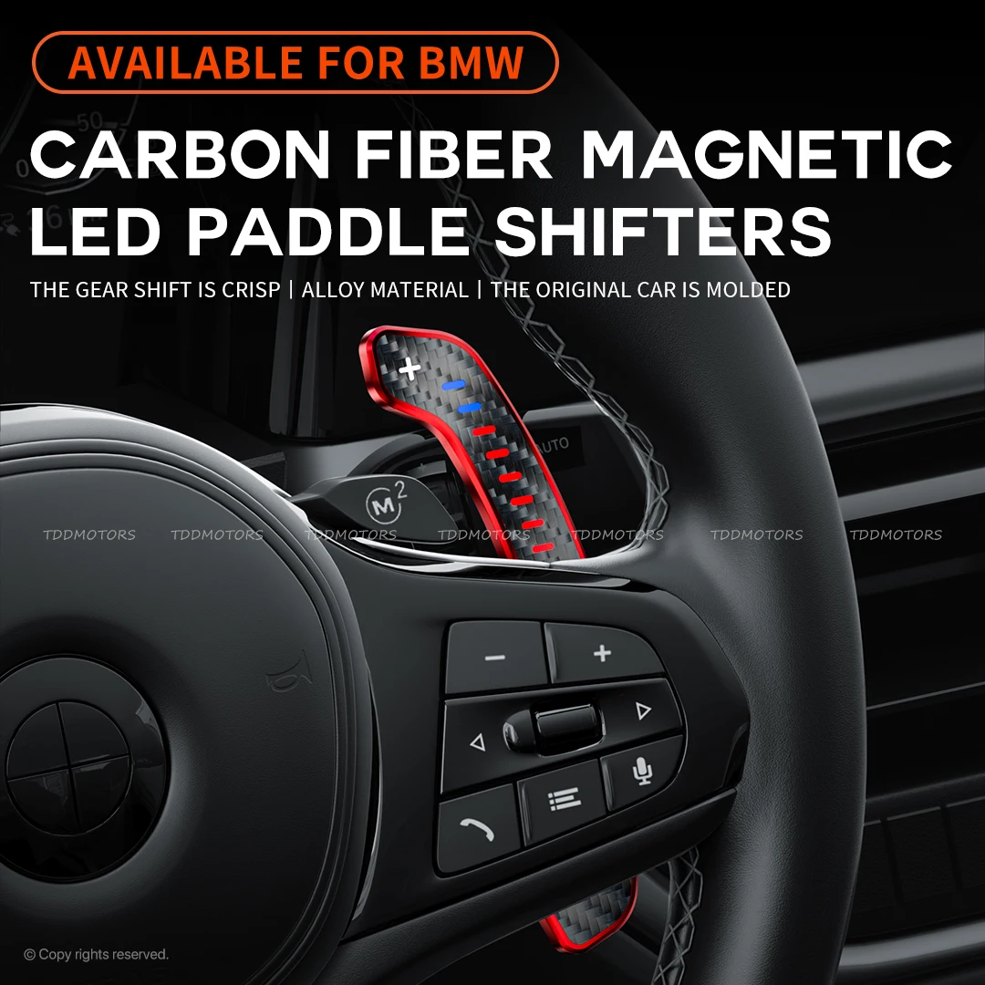 OHC Motors Real Carbon Fiber RPM LED Magnetic Paddle Shifters For BMW G20 G30 G32 G38 G12 G01 G02 F90 F92 G15 G16 G32 G02 G05
