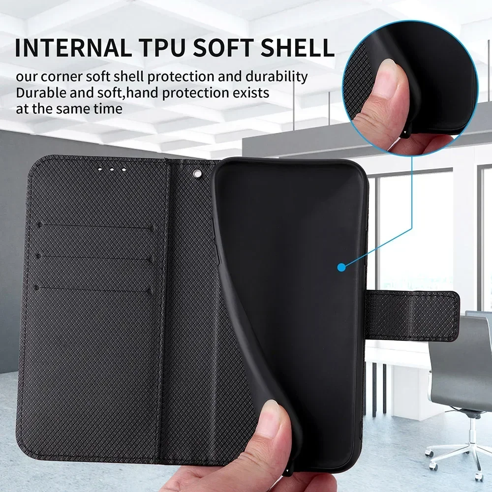Skórzane etui z klapką dla Xiaomi Poco X7 Pro 5G Magnetyczna okładka książki Uchwyt Shell Capa Coque Fundas