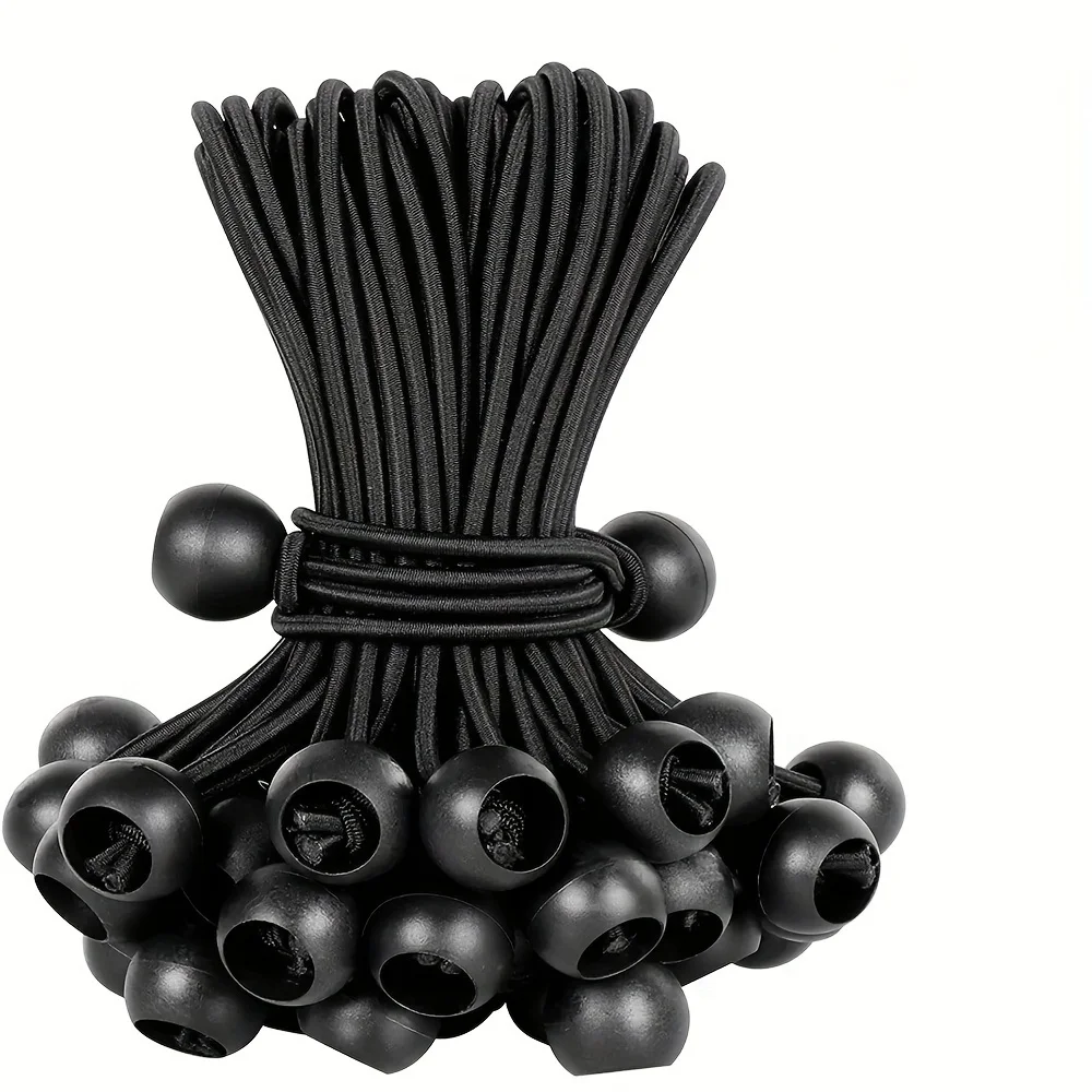 50 قطعة من حبال بنجي مستديرة مرنة شديدة التحمل بطول 4 بوصة/6 بوصة/9 بوصة - سلك مطاطي قابل لإعادة الاستخدام ومقاوم للأشعة فوق البنفسجية