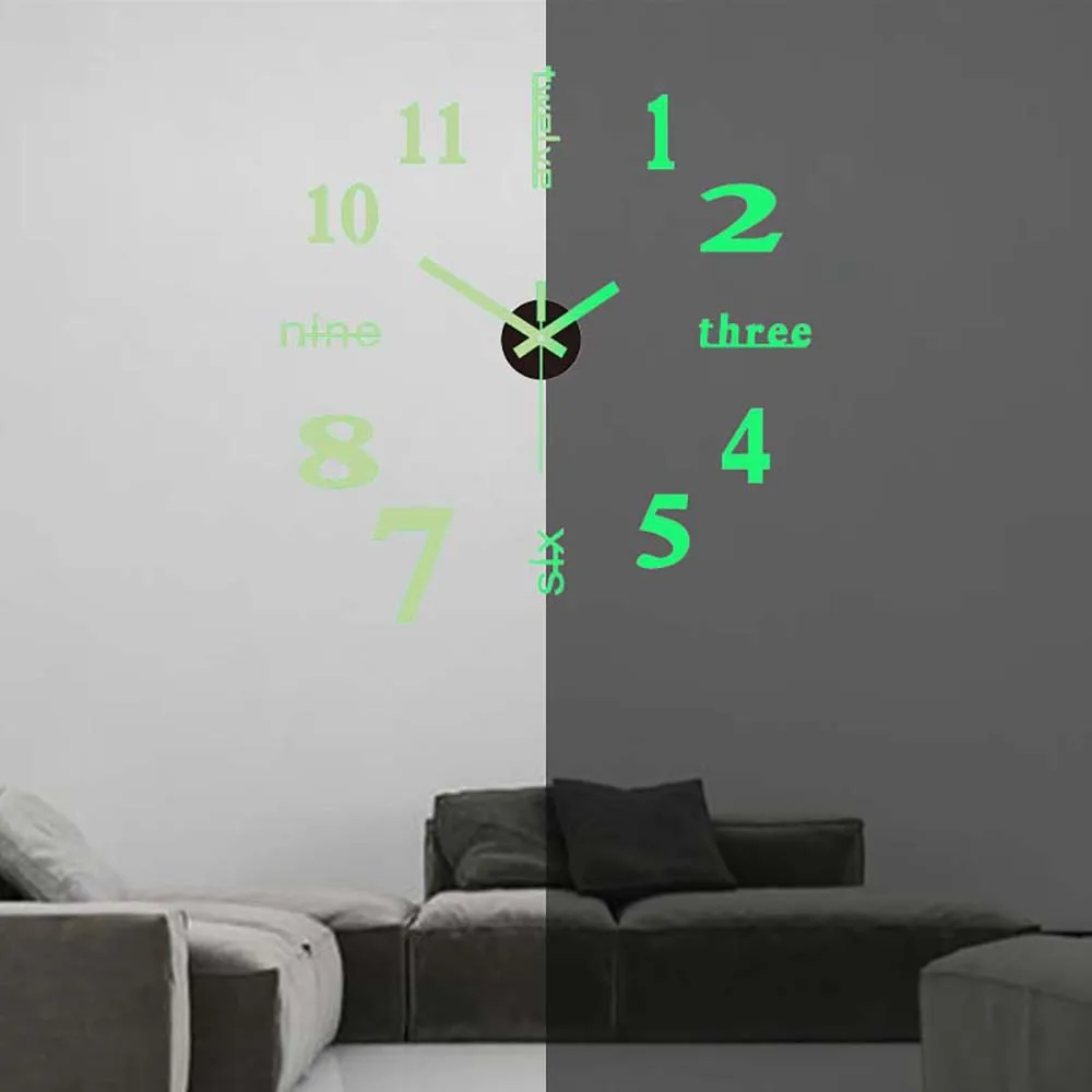 Wall clock Frameless Creative decorative no drilling required used living room modern minimalist hanging wall clock silent