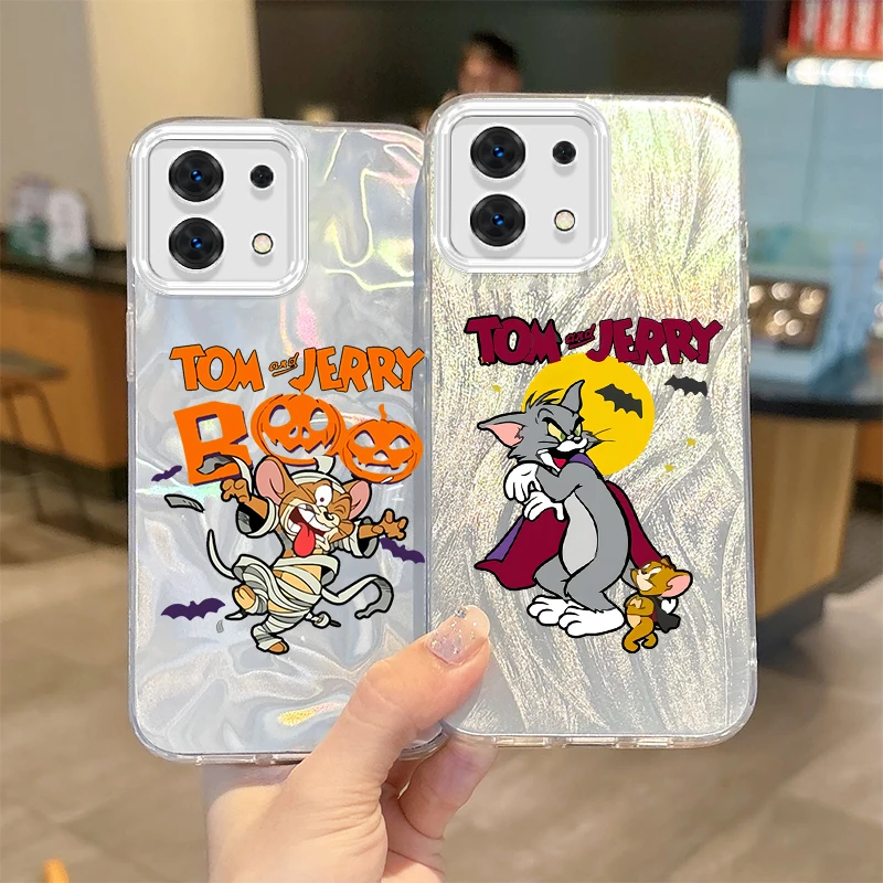 Halloween Pumpkin T-Tom And J-Jerry Cartoon Phone Case for Redmi Note 13 12 11 10 9 ProPlus 13C 12C 10C 9C A2 A1 Dustproof Cover